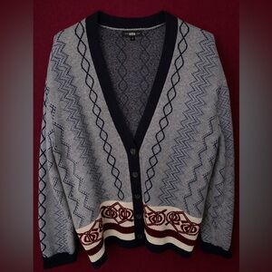 Slate & Willow Gray and Black Cardigan Sweater Medium